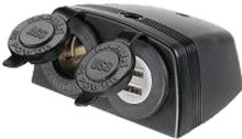 34526 Dvojitá zásuvka s panelem 1x CL + 2x nabíječka USB voděodolná (448035)