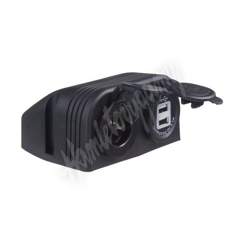 34526 Dvojitá zásuvka s panelem 1x CL + 2x nabíječka USB voděodolná (2819337)
