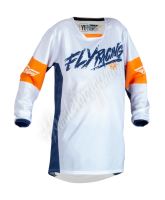 Dětský dres Fly Racing Kinetic Khaos (bílá/modrá/oranžová) YS