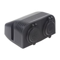 34526 Dvojitá zásuvka s panelem 1x CL + 2x nabíječka USB voděodolná (1393118)