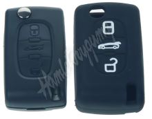 481PG104bla Silikonový obal pro klíč Peugeot, Citroën, 3-tlačítkový, černý