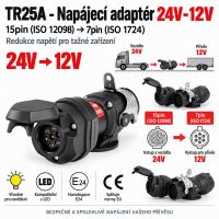 TR25A Napájecí adaptér 24V-12V 15pin(ISO12098) - 7pin