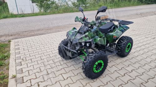 Dětská čtyřtaktní čtyřkolka ATV Warrior DELUX 125ccm, 3 rych. poloaut. 8 kola, zel. maskáč
