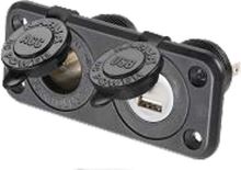 34524 Dvojitá zásuvka do panelu 1x CL + 2x nabíječka USB voděodolná (448034)
