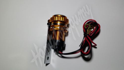 CL zásuvka s panelem nabíjecí 1x USB s hodinkama výstup USB-5V 1000mA max zlata