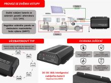 35978 DC-DC 40A Inteligentní nabíječka pro nabíjení sekundární (druhé) baterie ve voze + s (1301934)