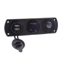 47171 Panel s 1x spínačem, voltmetr + 2x USB zásuvka, 12/24V 47171 Panel s 1x spínačem, voltmetr + 2x USB zásuvka, 12/24V