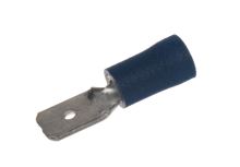 4000802 Zástrčka plochá 6,3 mm modrá, 100 ks (966061)