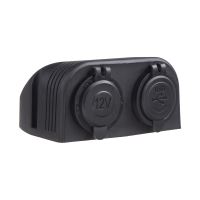 34526 Dvojitá zásuvka s panelem 1x CL + 2x nabíječka USB voděodolná (2819339)