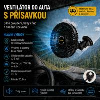 F7224-3 Ventilátor 208 mm s přísavkou 12-24V F7224-3 Ventilátor 208 mm s přísavkou 12-24V
