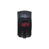 34566R 2x USB zásuvka "Rocker" s voltmetrem, červená (1116616)