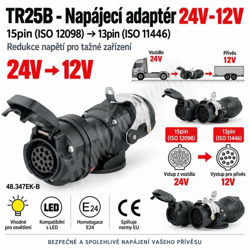 TR25B Napájecí adaptér 24V-12V 15pin(ISO12098) - 13pin(ISO11446) (2831469)
