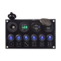 47185 Panel s 6x spínači + 4x USB PD/Voltmetr/CL zásuvka, 12/24V 47185 Panel s 6x spínači + 4x USB PD/Voltmetr/CL zásuvka, 12/24V