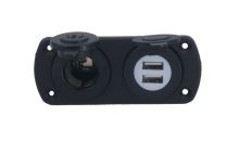 34524 Dvojitá zásuvka do panelu 1x CL + 2x nabíječka USB voděodolná (2827065)