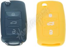 481VW105yel Silikonový obal pro klíč Škoda, VW, Seat 3-tlačítkový, žlutý