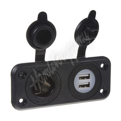 34524 Dvojitá zásuvka do panelu 1x CL + 2x nabíječka USB voděodolná (1120156)