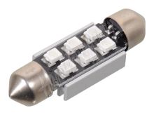 Žárovka 6 SMD LED 12V suf. SV8.5 38mm s rezistorem CAN-BUS modrá