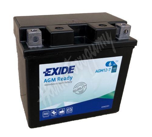 Motobaterie EXIDE BIKE AGM Ready, AGM12-7 (YTZ7S-BS)12V, 6Ah, 100A