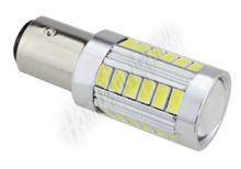 95157 x  doprodej LED BAY15d (dvouvlákno) bílá, 12-24V, 33LED/5730SMD s čočkou