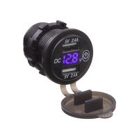 34596 x 2x USB nabíječka s voltmetrem voděodolná do panelu, modré 34596 x 2x USB nabíječka s voltmetrem voděodolná do panelu, modré