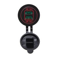 34564R 2x USB nabíječka voděodolná do panelu, QC3.0, červená (1116604)