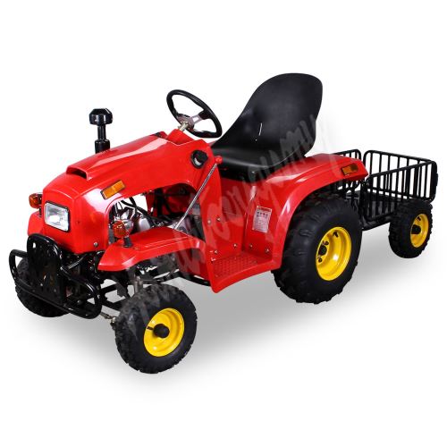 Dětský čtyřtaktní zahradní traktor s přívěsem 110ccm červený