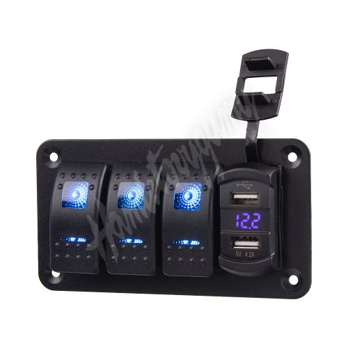47155 Panel s 3x spínači Rocker + 2x USB 12/24V_(1)