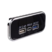 34678.3 USB 2.4A + QC3.0 + USB-C zásuvka 12/24V, chromový rámeček 34678.3 USB 2.4A + QC3.0 + USB-C zásuvka 12/24V, chromový rámeček