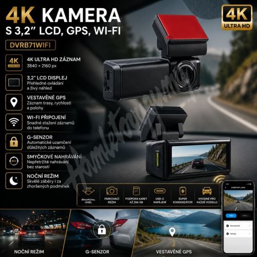 dvrb71wifi 4K kamera s 3,2" LCD, GPS, Wi-Fi (2828052)